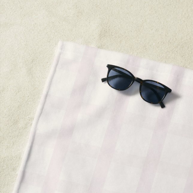 Rosa Champagner und cremig weißes Gingham-Muster Strandtuch (Beispiel)