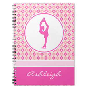 Rosa Checkered Diamant-Zahl Skater mit Monogramm Notizblock