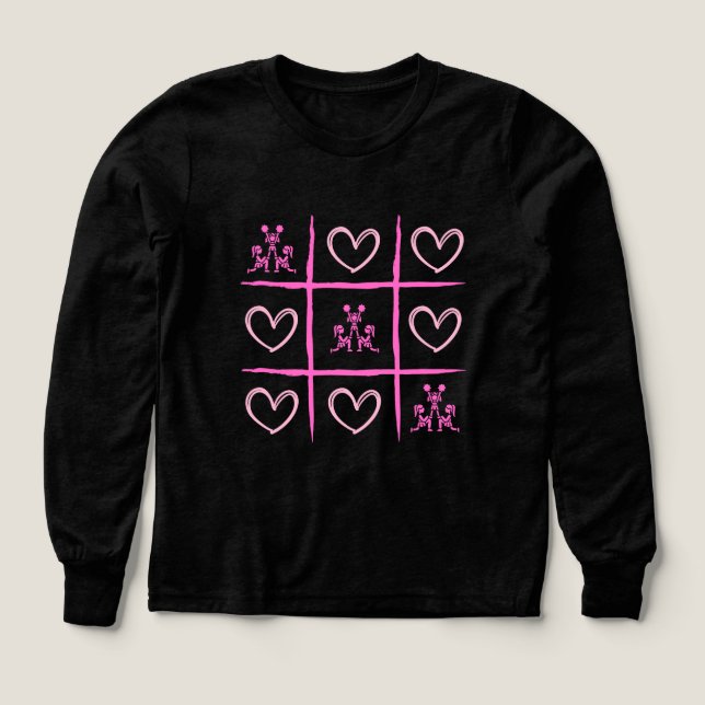 Rosa Cheer Tic-Tac-Toe Valentinstag-Shirt  (Design Vorderseite)