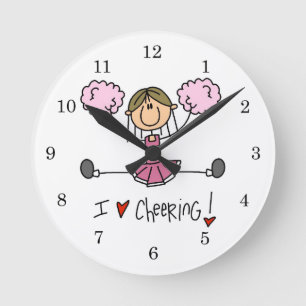 Rosa Cheerleaderin Runde Wanduhr