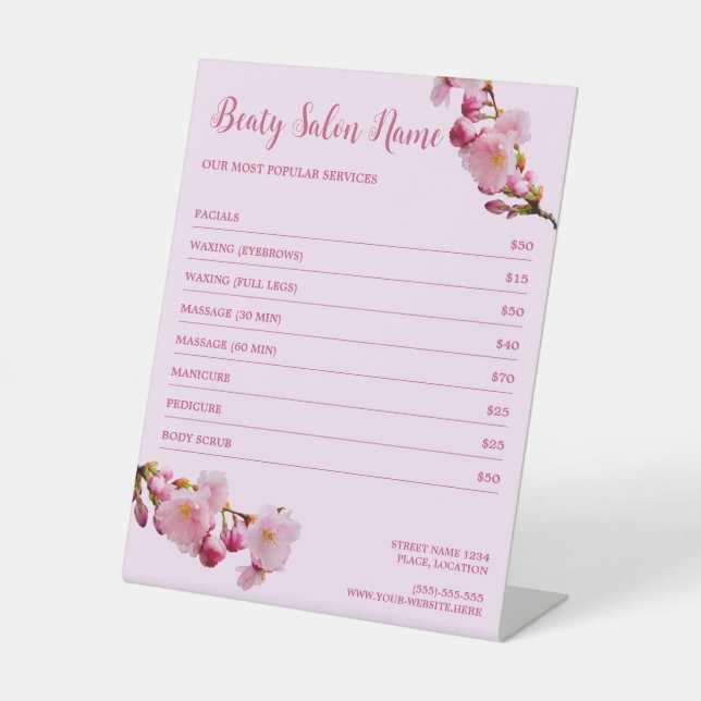Rosa Cherry Blossom Blume Wellness-Center Services Sockelschild (Vorderseite)