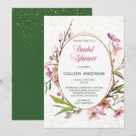 Rosa Cherry Blossom Gold Frame Brautparty Einladung