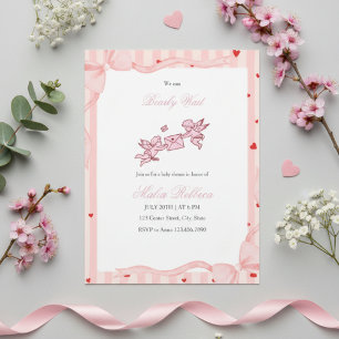  Rosa Cherub-Baby-Einladung zum Babyshower "Wir kö Einladung