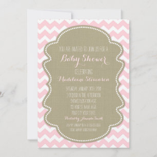 Rosa Chevron-Batist-Baby-Party-Einladungen Einladung