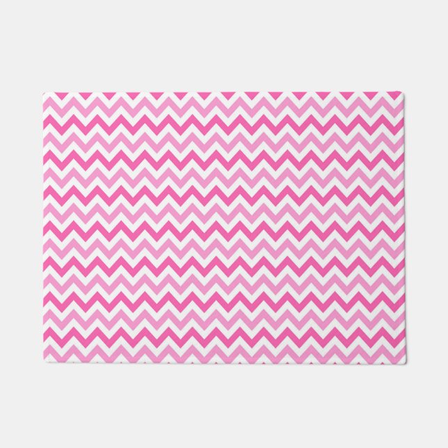 Rosa Chevron-Brustkrebs-Bewusstseinsmuster Fußmatte (Vorderseite)