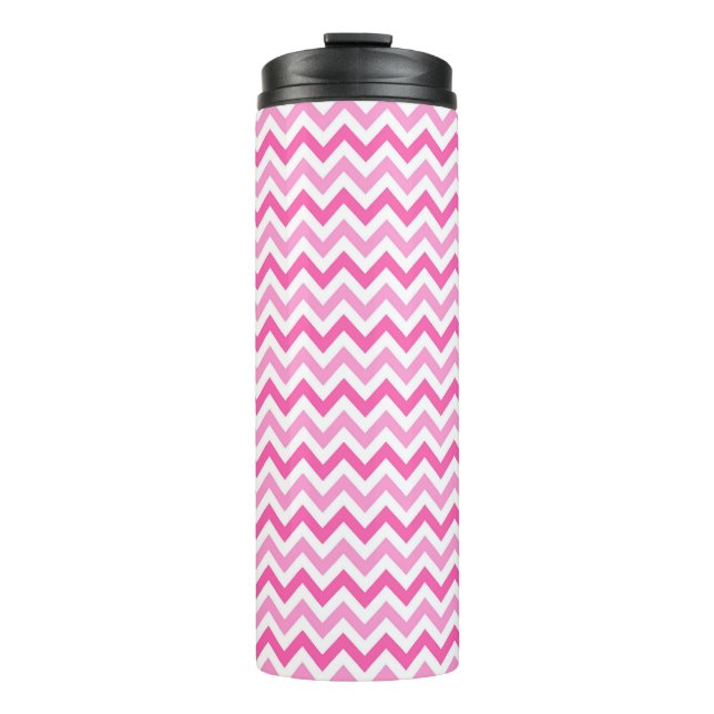 Rosa Chevron-Brustkrebs-Bewusstseinsmuster Thermosbecher (Vorderseite)