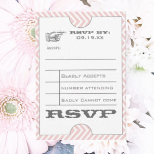 Rosa Chevron Zig Zag Vintage Moderne Hochzeitstick Einladung