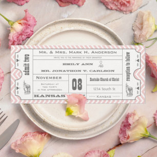 Rosa Chevron Zig Zag Vintage Moderne Hochzeitstick Einladung