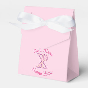 Rosa Chi-Ro-Christen-Kreuz auf personalisiertem Ro Geschenkschachtel