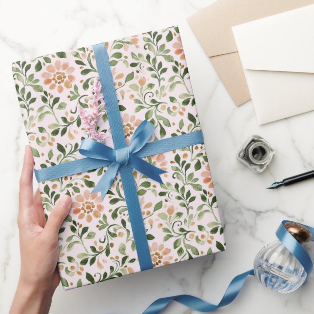 Rosa Chic Floral Geburtstag  Geschenkpapier (Schenken)