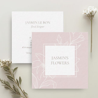 Rosa | Chic Floral Label Quadratische Visitenkarte