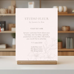 Rosa Chic Floral Text Förderung Poster
