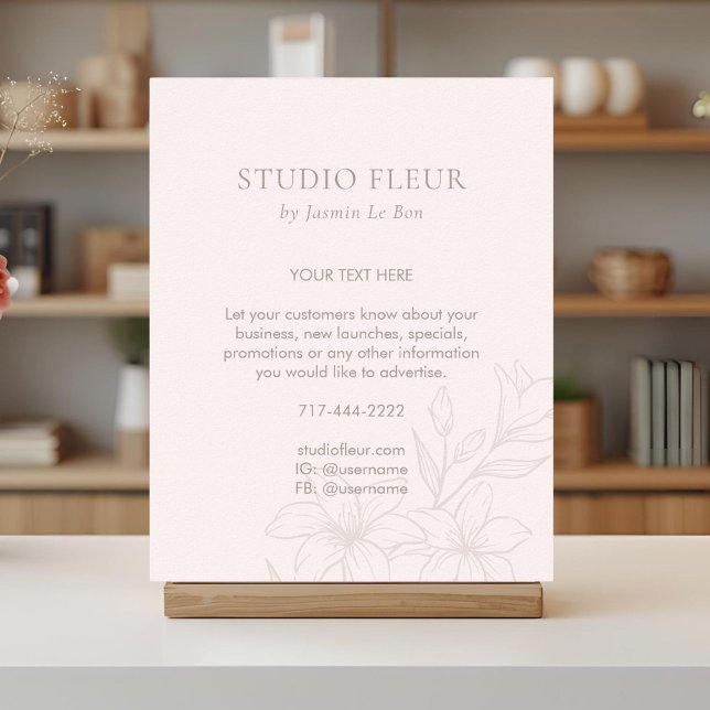 Rosa | Chic Floral Text Förderung Poster (Von Creator hochgeladen)