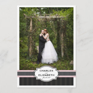 Rosa Chic-Hochzeit danken Ihnen Foto-Karte Dankeskarte