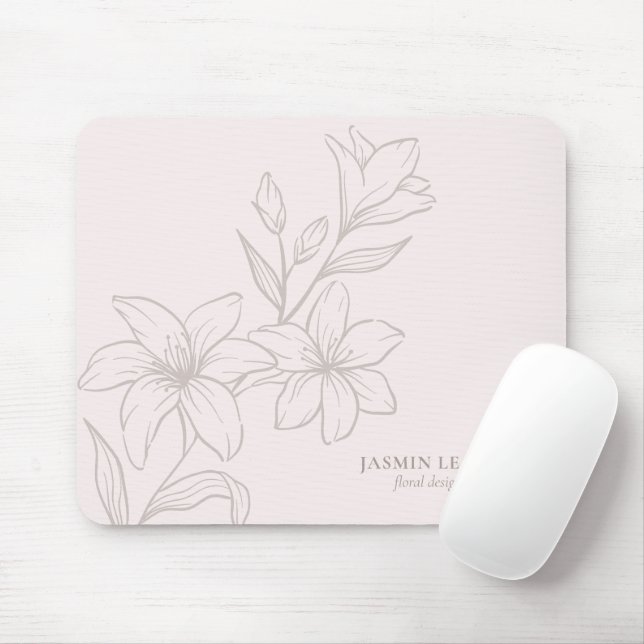 Rosa | Chic Minimal Floral Mousepad (Mit Mouse)