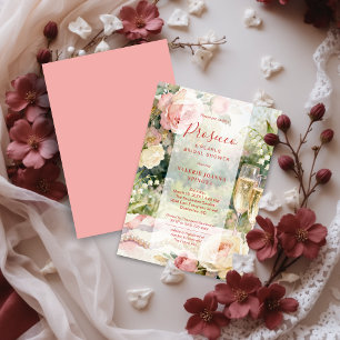 Rosa Chic Prosecco & Perlen Glitzer-Brautjunggesel Einladung