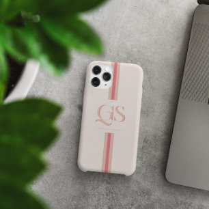 Rosa   Chic Streifen Monogramm Case-Mate iPhone Hülle