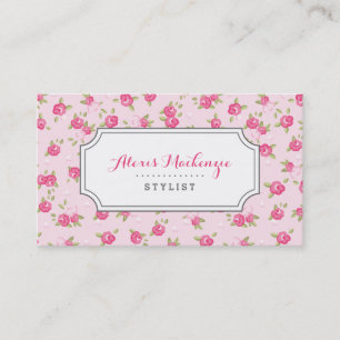 Rosa Chic Vintage Blumenprint Visitenkarte