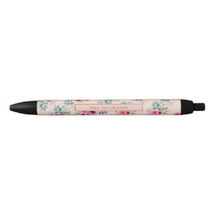Rosa Chic Watercolor Floral Personalisiert Kugelschreiber