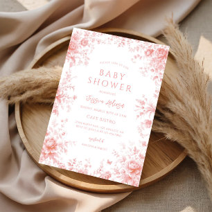 Rosa Chinesische Toile-Baby-Party Einladung