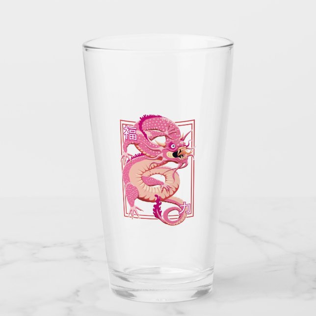 Rosa chinesischer Drache Glas (Vorderseite)