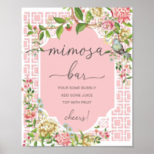 Rosa Chinoiserie-Baby-Shower Mimosa-Bar-Schild Poster