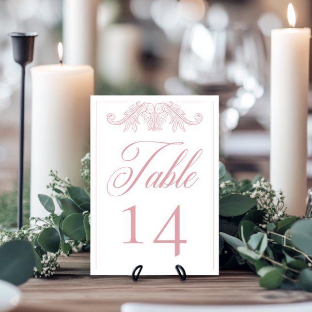 Rosa Chinoiserie Bird Wappen Wedding Tischnummer (Von Creator hochgeladen)