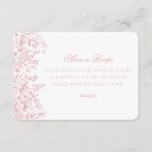 Rosa Chinoiserie-Blumen-Rezept-Einladung zum Teile Begleitkarte