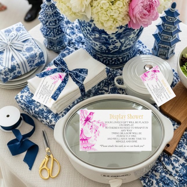 Rosa Chinoiserie-Braut-Display-Dusche    Begleitkarte (Pink Chinoiserie Bridal Display Shower Enclosure Card)