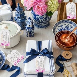 Rosa Chinoiserie-Brautausstellungs-Duschverkleidun Geschenkanhänger