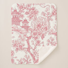 Rosa Chinoiserie-Toile-Drache Kirschblüte Sherpadecke