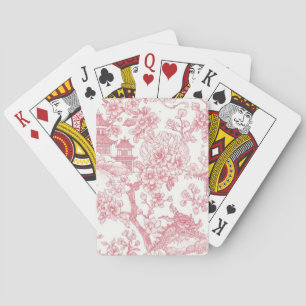 Rosa Chinoiserie-Toile-Drache Kirschblüte Spielkarten