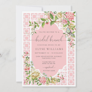 Rosa Chinoiserie Trianon-Braut-Brunch-Einladung Einladung