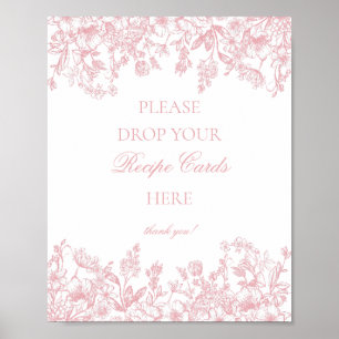 Rosa Chinoiserie Vintage Blumen Rezept teilen Poster