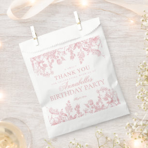 Rosa Chinoiserie Vintage Floral Geburtstagsdessert Geschenktütchen