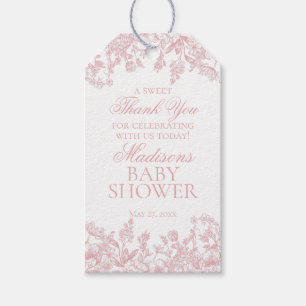 Rosa Chinoiserie Vintage Florale Babyshower-Gesche Geschenkanhänger
