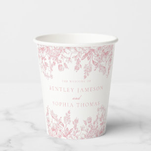Rosa Chinoiserie Vintage Florale Hochzeit Pappbecher