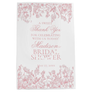 Rosa Chinoiserie Vintage Florale Hochzeitsdusche Mittlere Geschenktüte