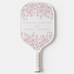 Rosa Chinoiserie Vintage Florale Hochzeitsgunstbew Pickleball Schläger