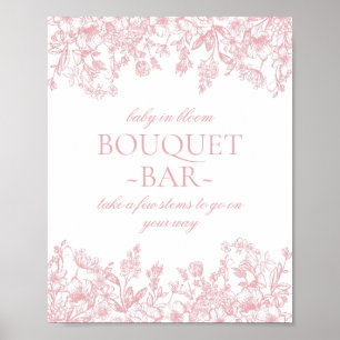 Rosa Chinoiserie Vintage Florales Baby Bouquet Bar Poster