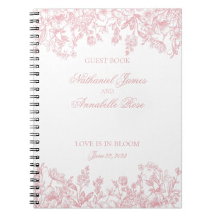 Rosa Chinoiserie Vintage Florales Hochzeitsgästebu Notizblock