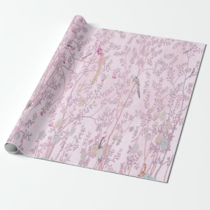 Rosa Chinoiserie-Vogel-Decoupage Geschenkpapier