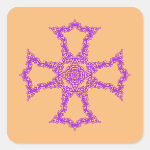 Rosa christliches Kreuz moderne ästhetische Kunst Quadratischer Aufkleber