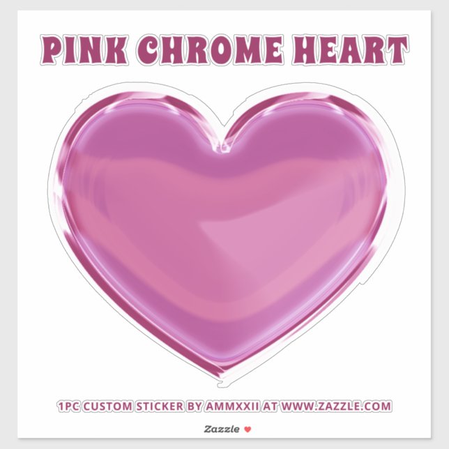 Rosa Chrome Heart Sticker (Blatt)