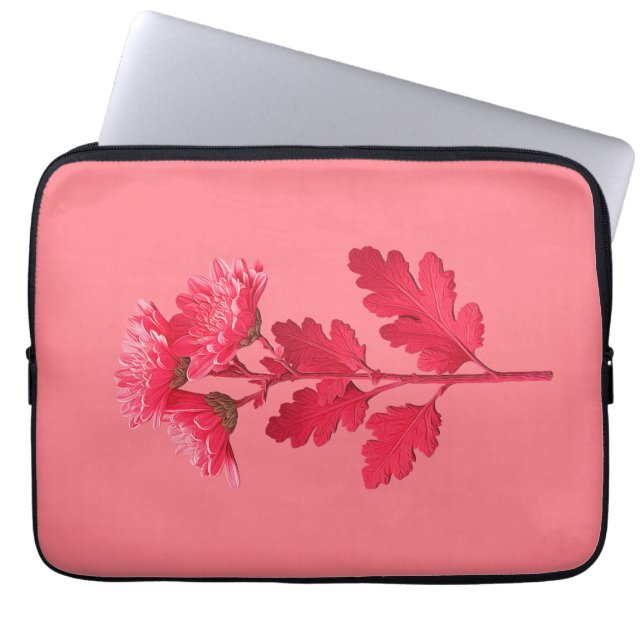 Rosa Chrysantheme  Laptopschutzhülle (Vorderseite)