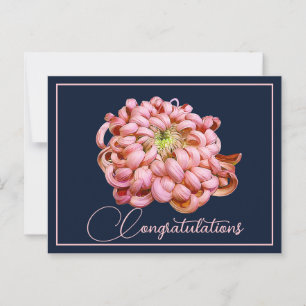 Rosa Chrysantheme Navy Hintergrund Gratulation Postkarte