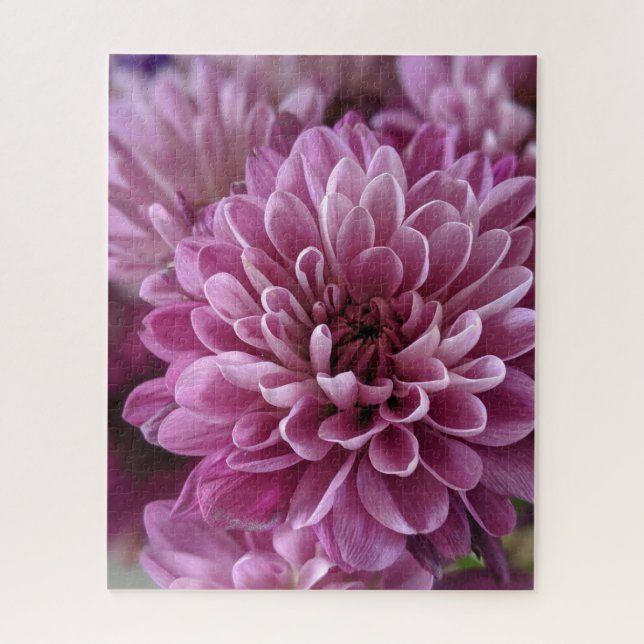 Rosa Chrysanthemen-Blütenfoto Puzzle (Vertikal)