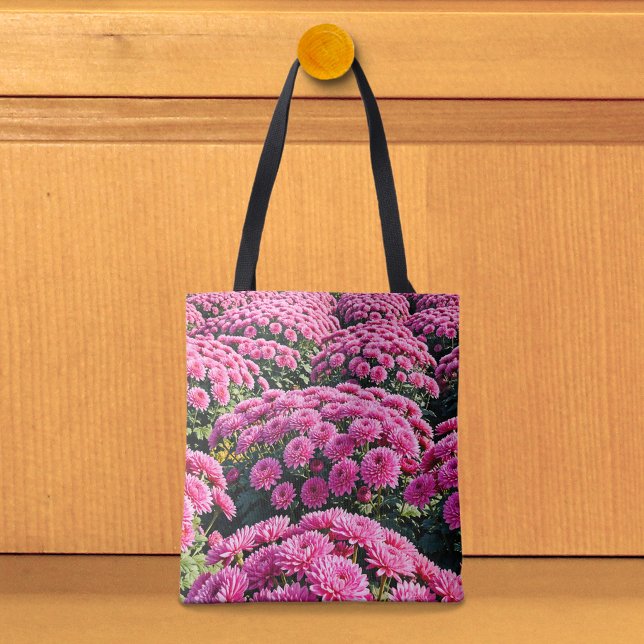 Rosa Chrysanthemen-Tragetasche (Tote bag with pink chrysanthemums)