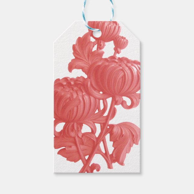 Rosa Chrysanthemum Geschenkanhänger (Vorderseite)