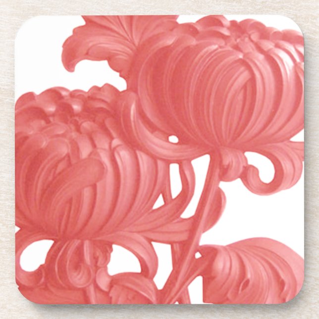Rosa Chrysanthemum Getränkeuntersetzer (Vorderseite)